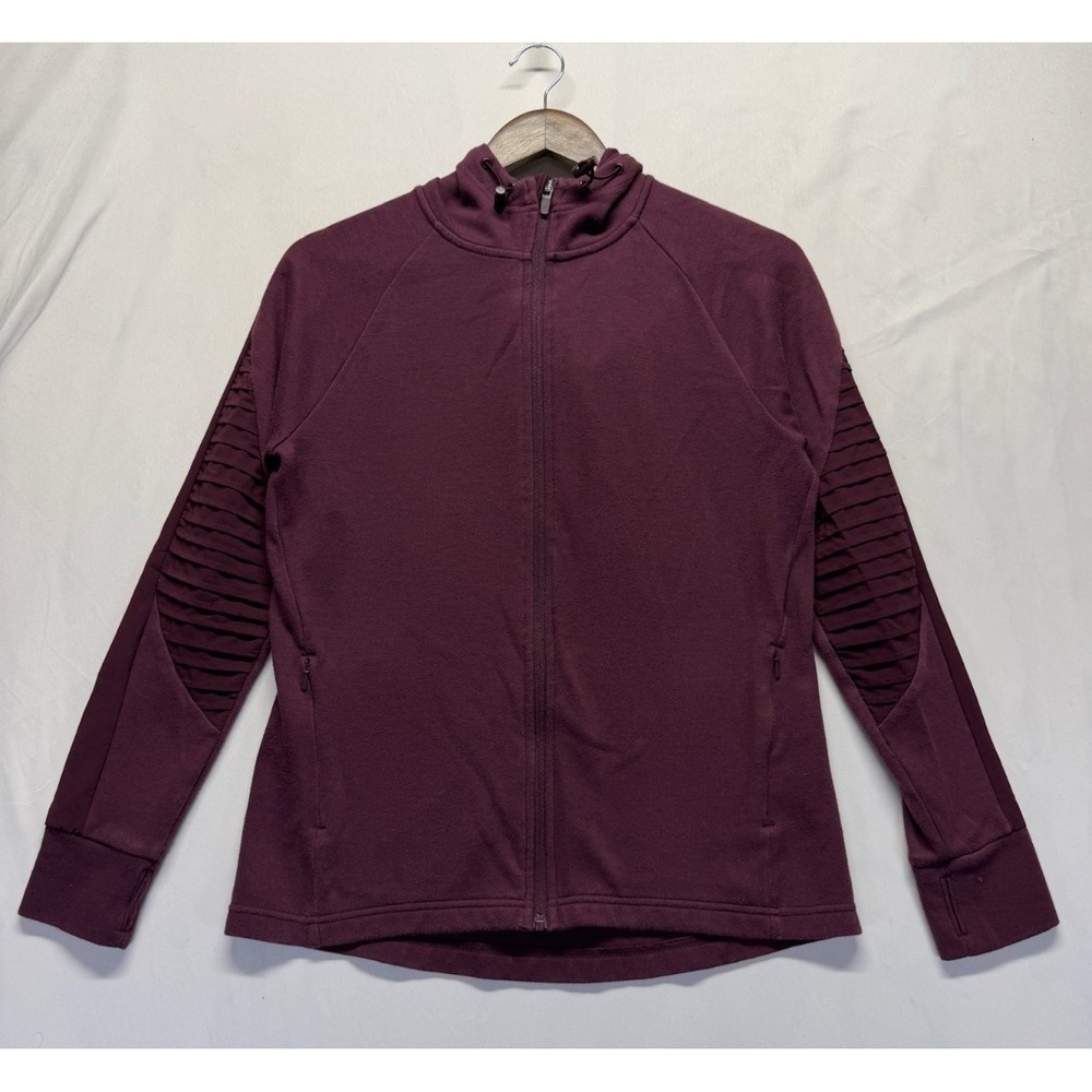 Avia‎ Compression Jacket Womens Medium (8-10) Burgundy Long Sleeve Hooded Zip-Up